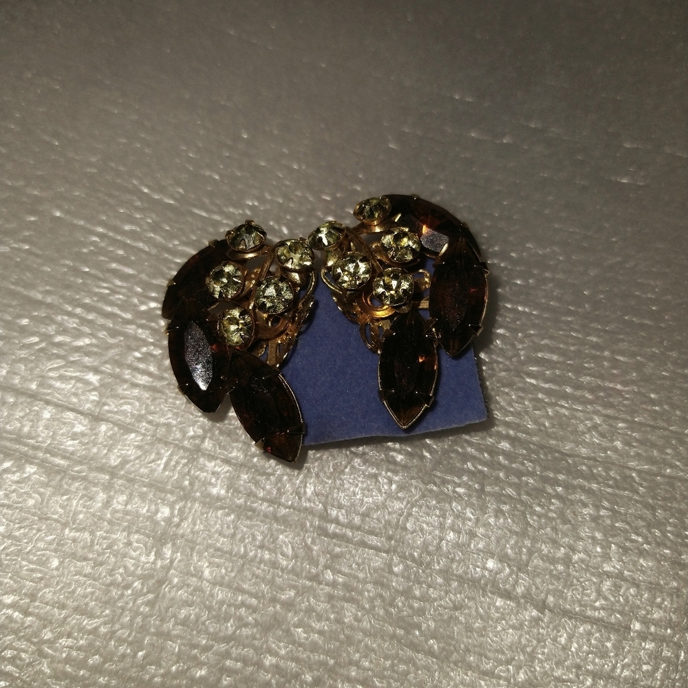 🏷️Beau Jewel Amber & Citrine Gem Clip On Earrings